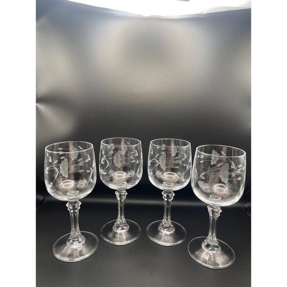Princess House Other - 4 Vintage Princess House Crystal Wine Glasses with Faceted Stem Bordeaux 6"